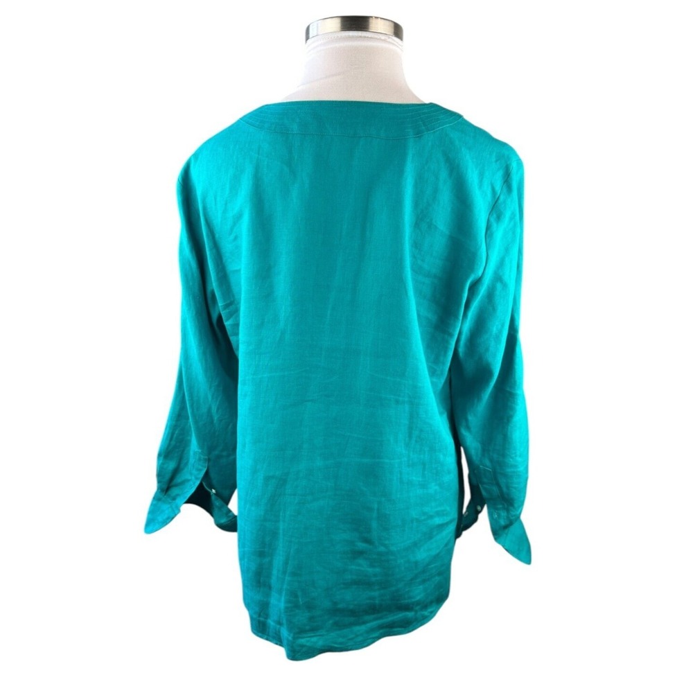 Lauren Ralph Lauren 100% Linen Top Split Neck Roll Sleeve Shirt Plus Size 1X - Picture 7 of 10